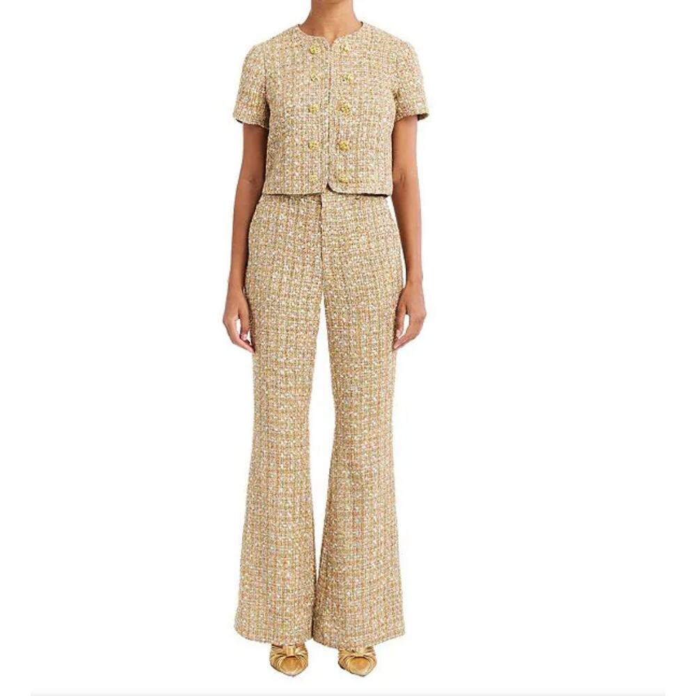 Mestiza New York Theo Coordinating Sparkle Tweed Bell Bottom Pants size 6